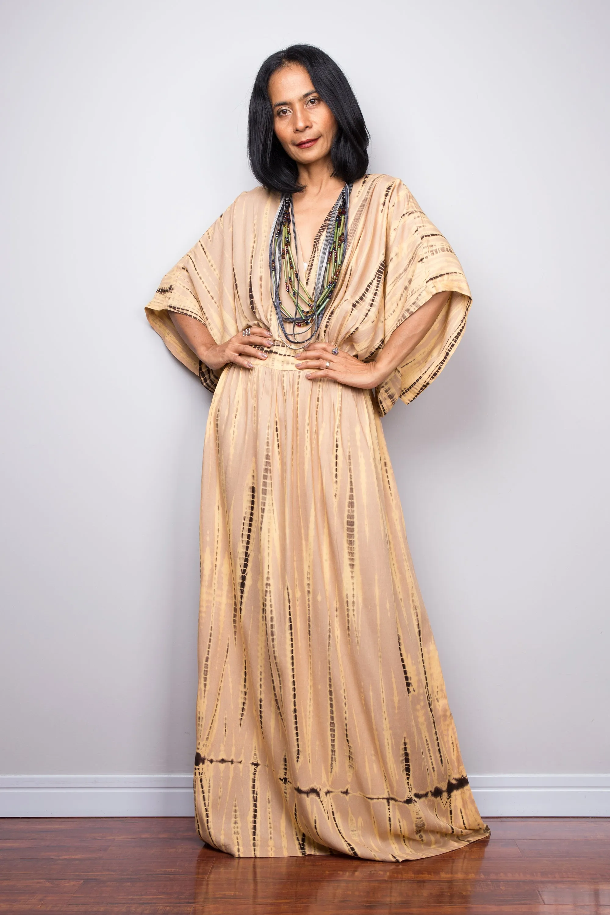 Tie dye kimono kaftan dress