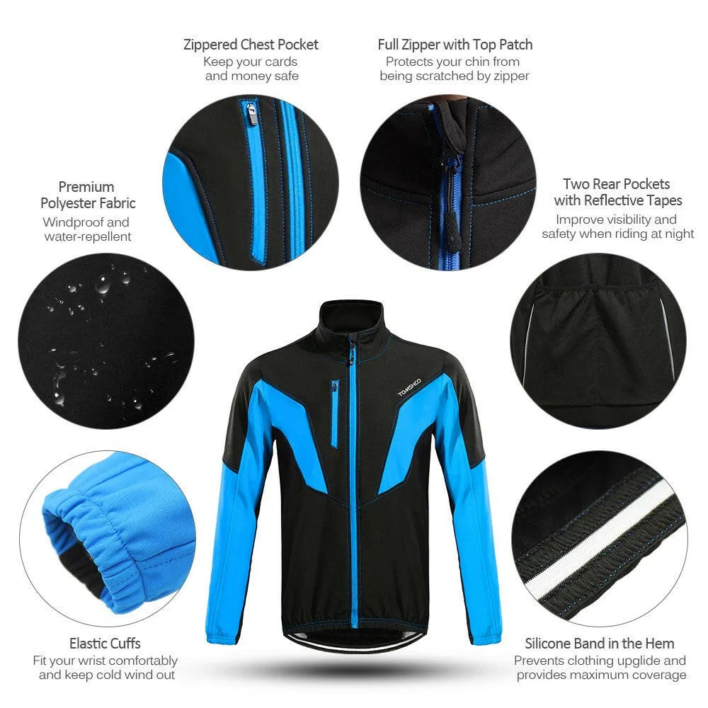 TOMSHOO Men's Winter Thermal Fleece Cycling Jacket