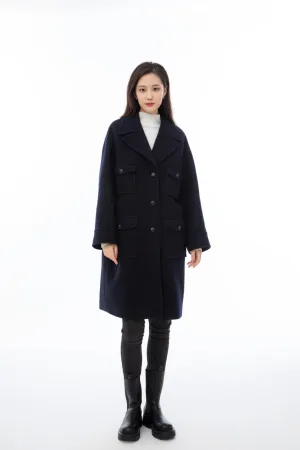 Twilight Blue Wool Oversized Overcoats