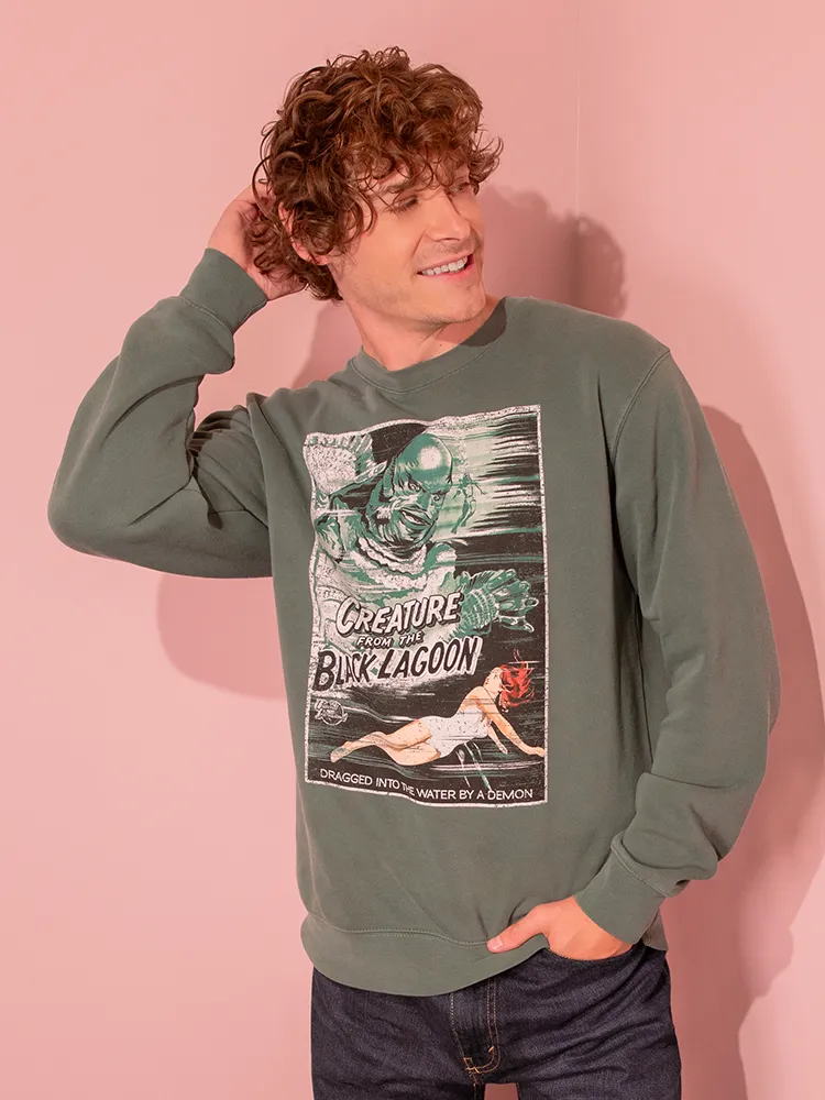 Universal Monsters: Creature from the Black Lagoon Movie Poster Sweatshirt in Vintage Green (unisex)