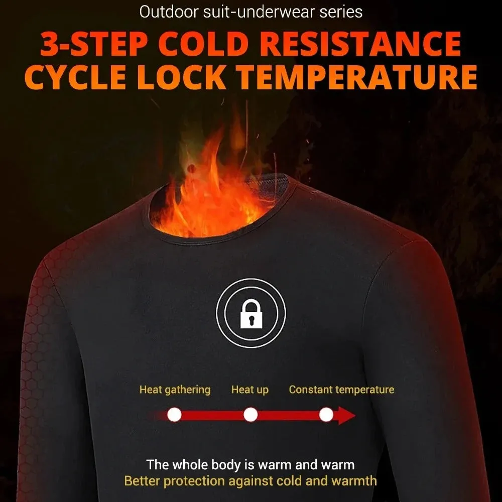 USB Heated Thermal Underwear Top - 3 Temperature Settings | Winter Warming Base Layer for Men & Women