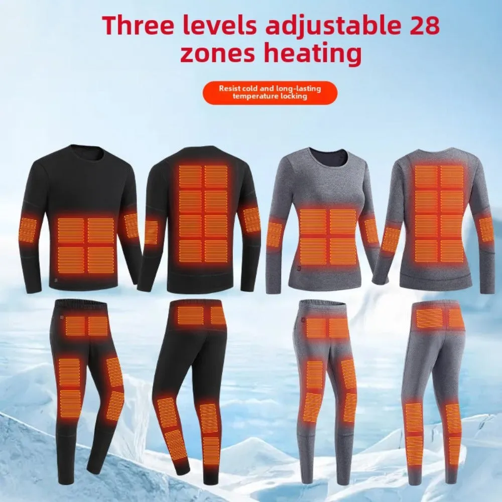 USB Heated Thermal Underwear Top - 3 Temperature Settings | Winter Warming Base Layer for Men & Women