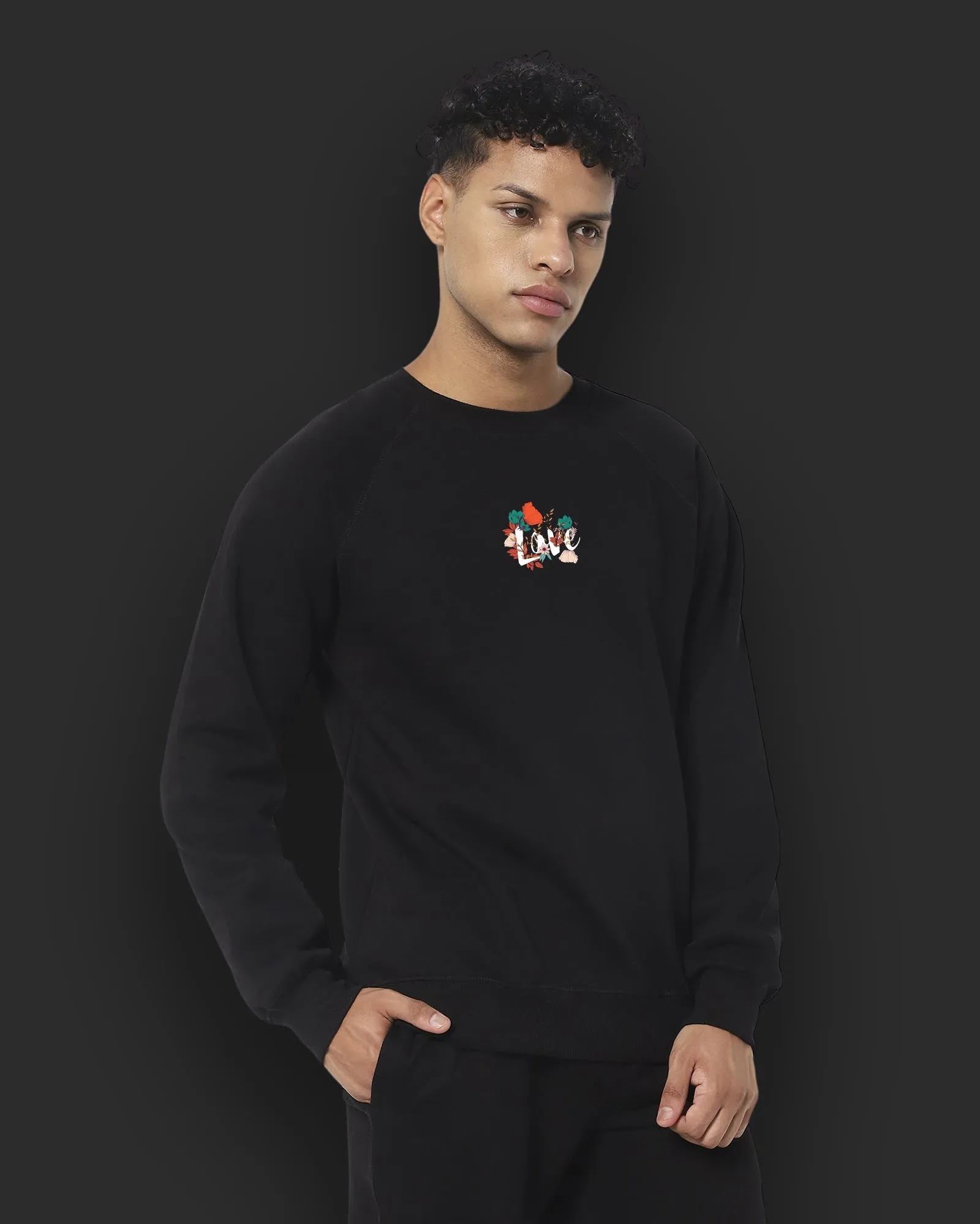 Valentine HW Crew Sweatshirt: Black