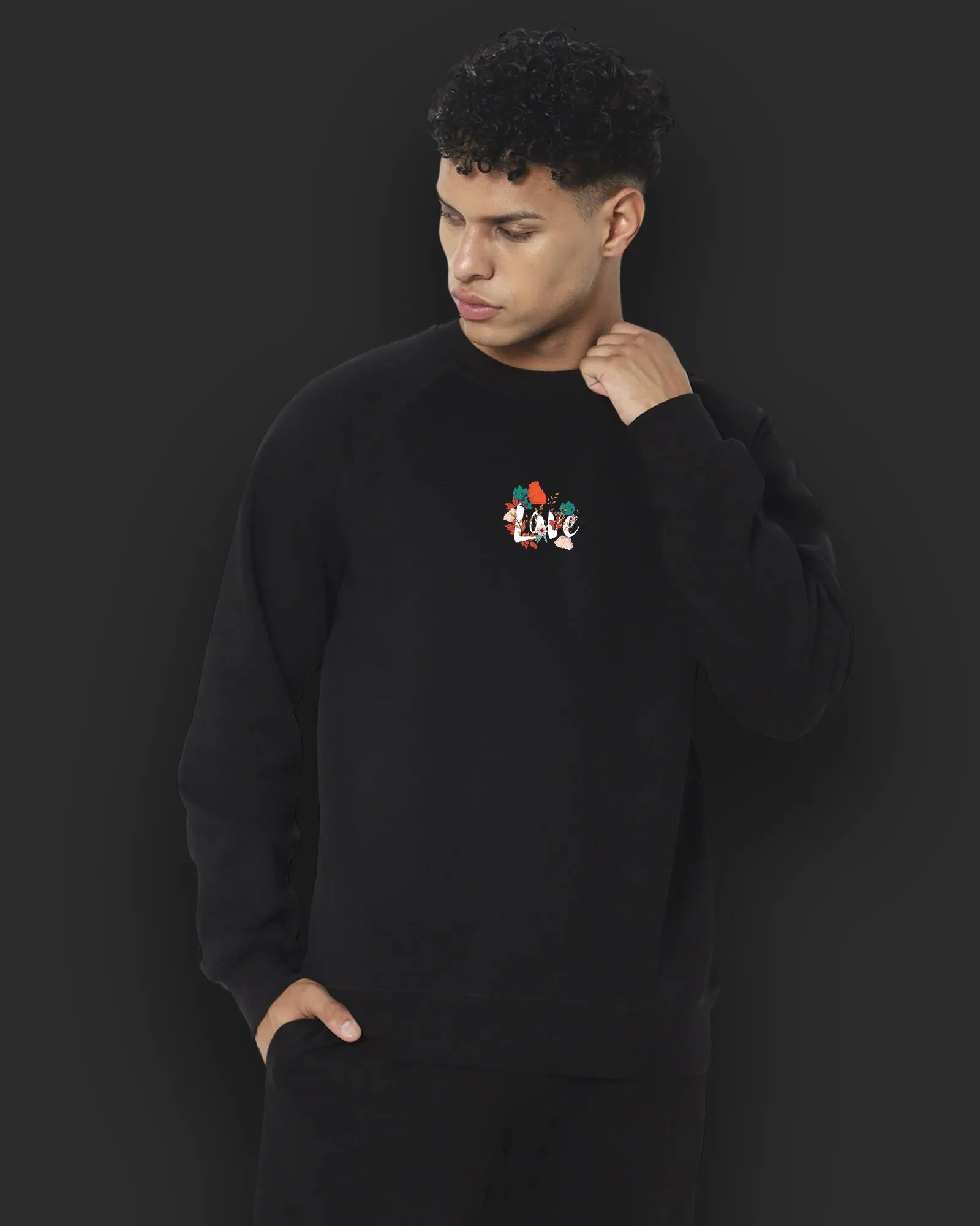 Valentine HW Crew Sweatshirt: Black