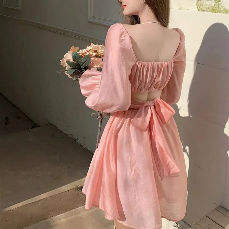 Vintage Elegant Backless Dress - Pretty in Pink