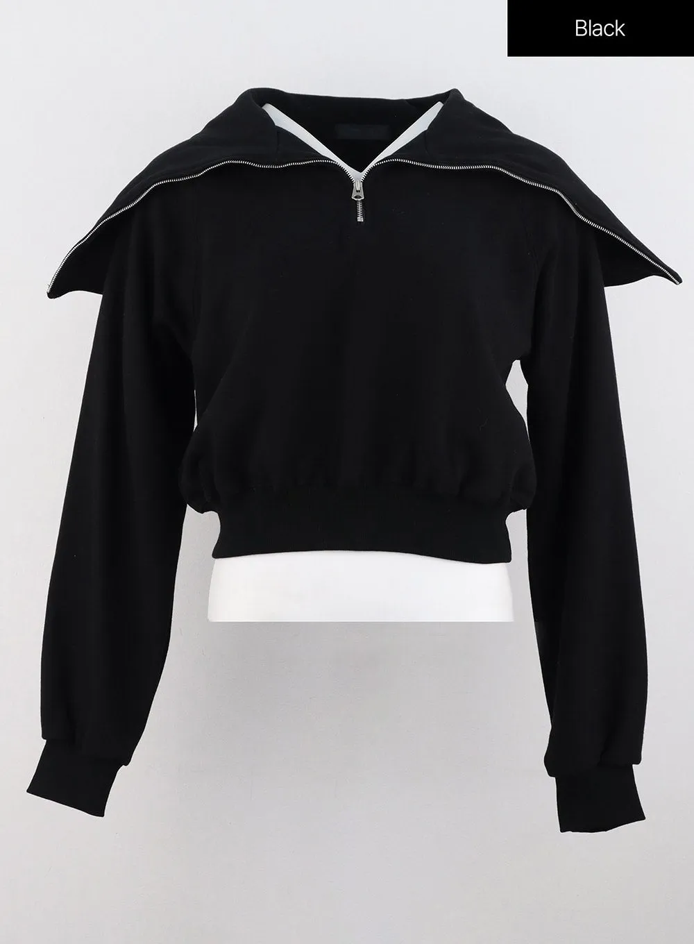 Wide Collar Half-Zip Sweatshirt OS302