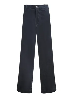 Wide-Leg Blue Corduroy Trousers