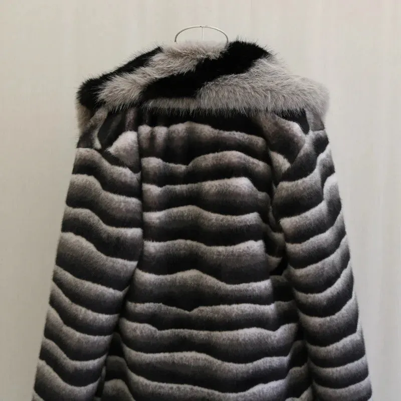 Winter Warm Faux Fur Coat Men Mid-length Thick