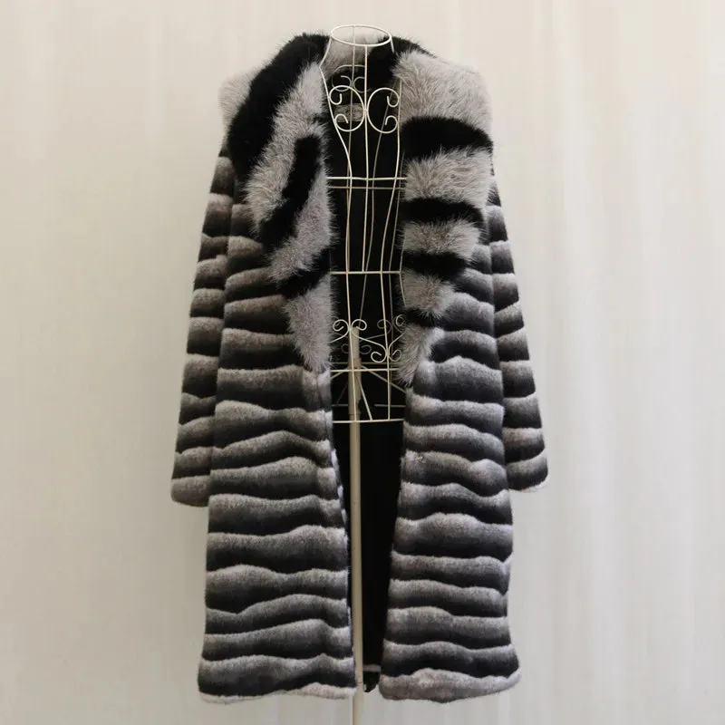 Winter Warm Faux Fur Coat Men Mid-length Thick