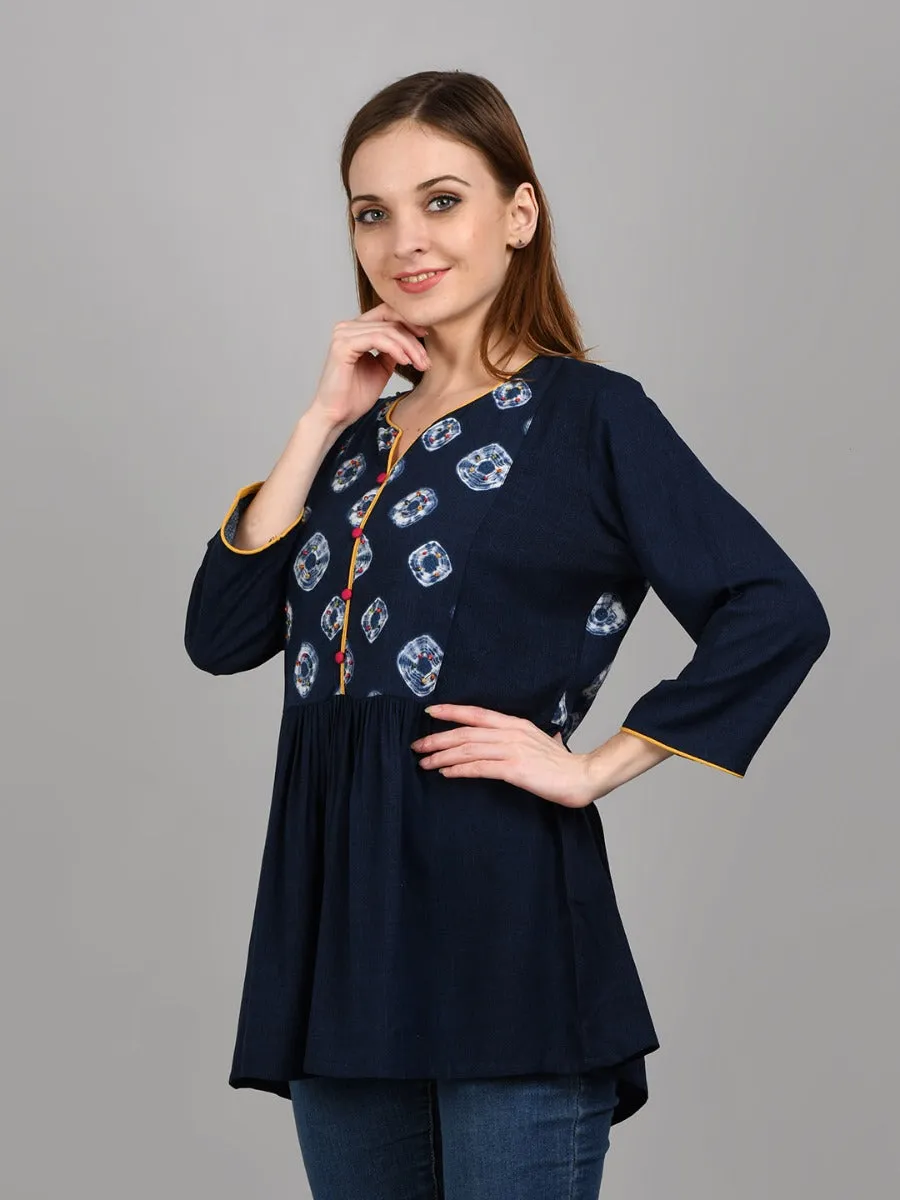 Women Navy Polka Printed Tunic