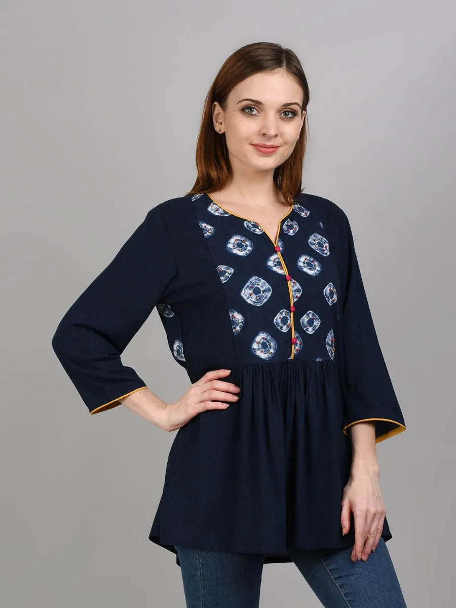 Women Navy Polka Printed Tunic