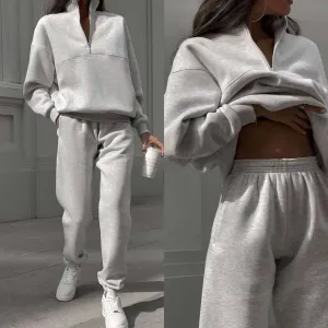 Women's All-matching Thick Long-sleeved Sweatshirt and Pants Two-piece Outfit Set