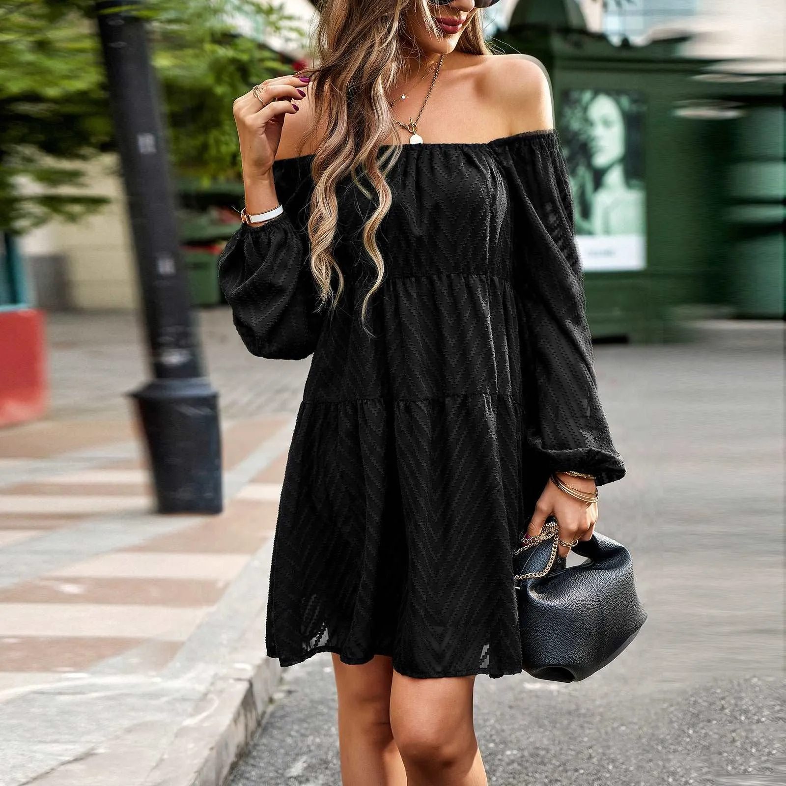 Women's Elegant Long Sleeve Short Dress