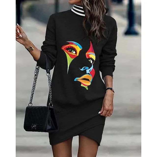 Women‚Äòs Turtleneck Sweatshirt Dress